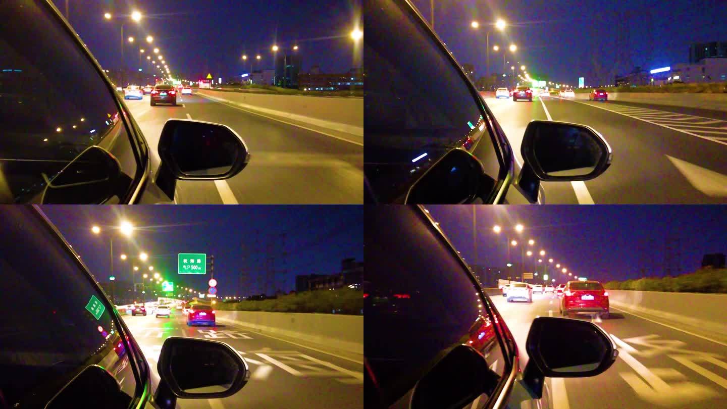 城市夜晚汽车在马路行驶夜景视频素材49