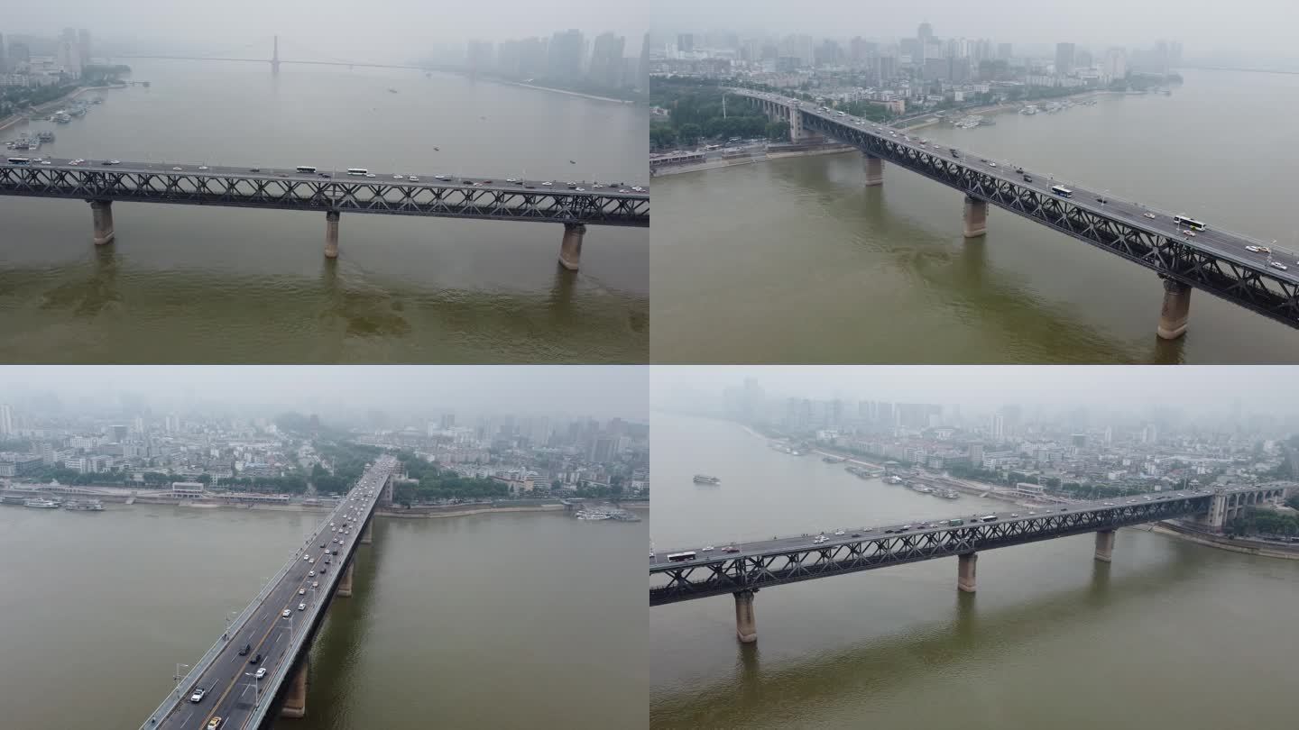 环绕航拍武汉长江大桥