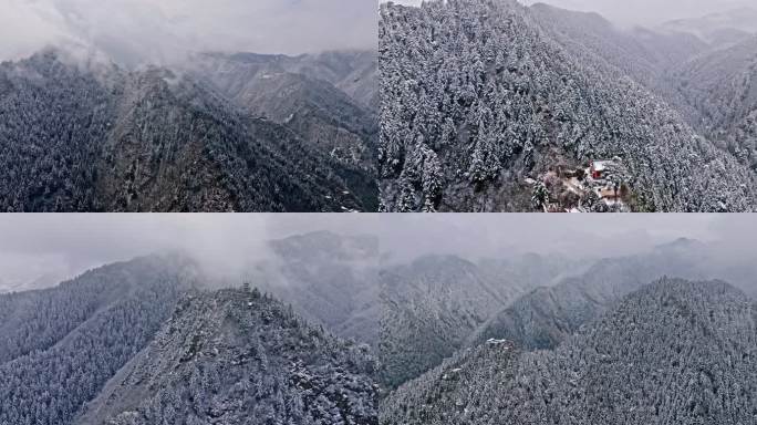 甘肃兰州兴隆山自然保护区雪后航拍合集