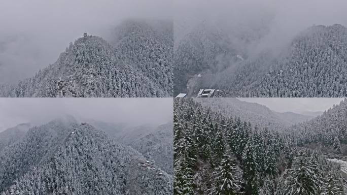 甘肃兰州兴隆山自然保护区雪后航拍合集