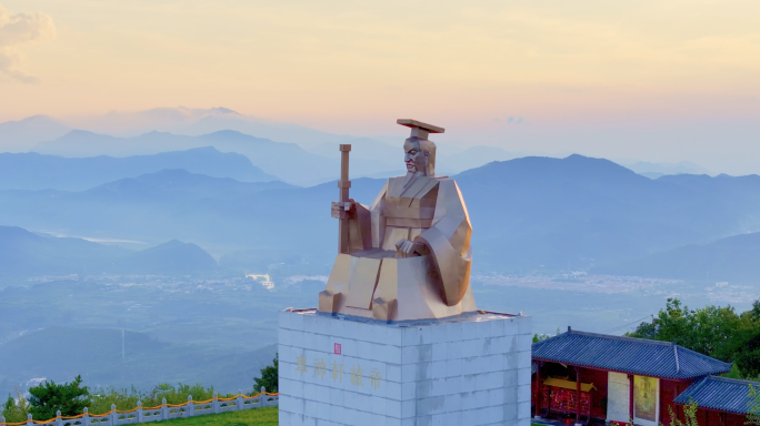 轩辕黄帝巨像航拍 车神轩辕 车神架风景区