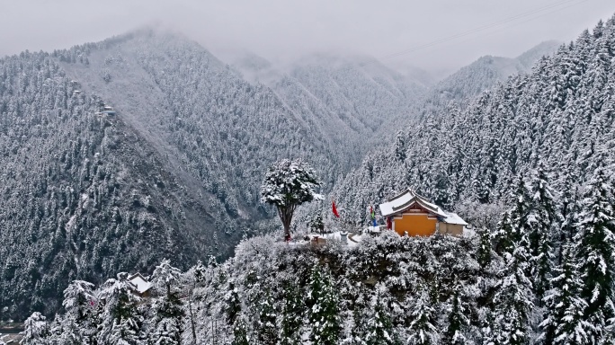 甘肃兰州兴隆山自然保护区雪后航拍合集