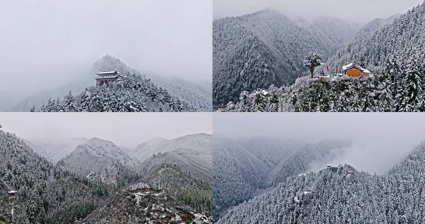 甘肃兰州兴隆山自然保护区雪后航拍合集