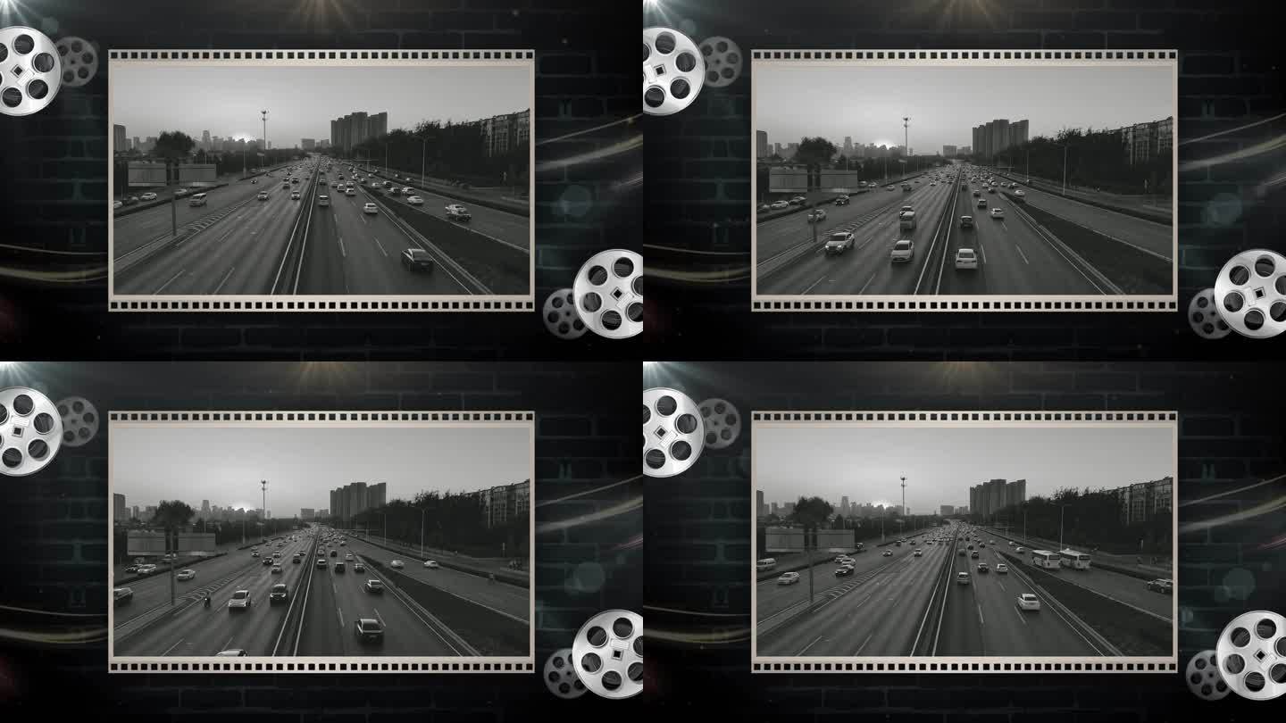 经典历史复古怀旧黑白电影胶片放映机视频框