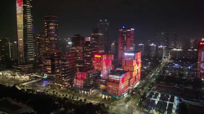 中国华润大厦南山区深圳湾体育中心夜晚夜景