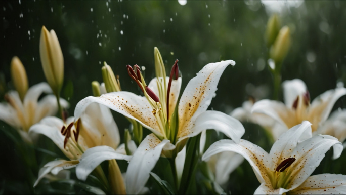 百合花盛开花朵开放绽放唯美百合花