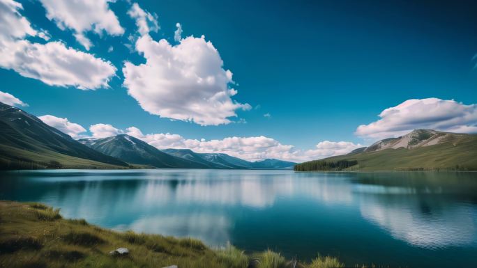 波光粼粼水面湖面江面湖水风景动画