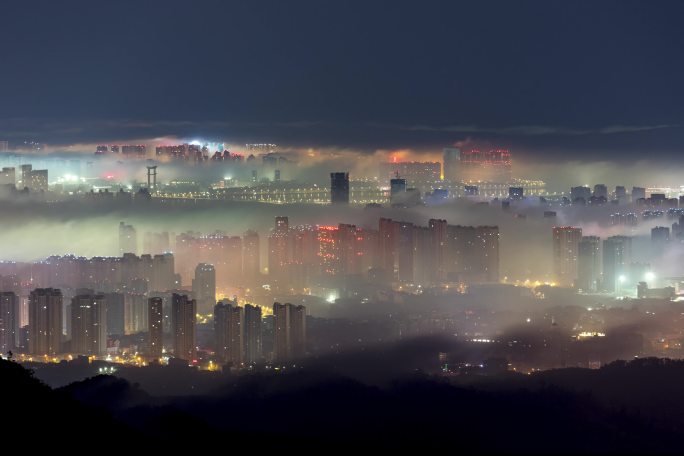 泉州城市夜景平流雾延时文旅宣传