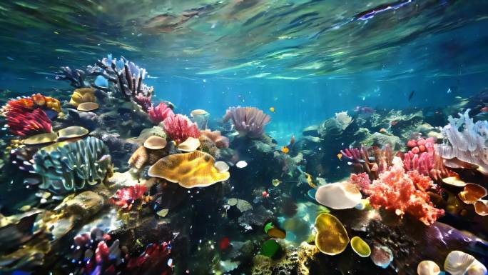 13个海底世界生物动物植物海浪海螺水母