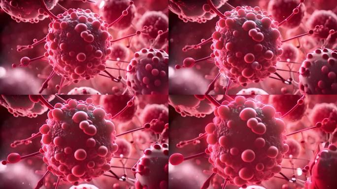 【4K素材】细胞病毒分裂 癌细胞分裂扩散