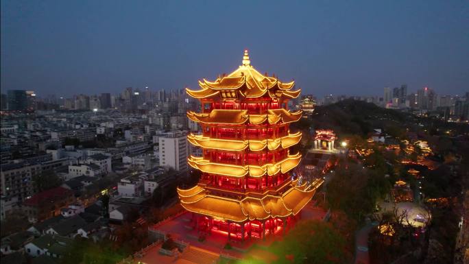 【4k合集】武汉市黄鹤楼夜景航拍（1）