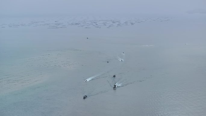 4K-Log-航拍海南陵水南海海面渔船