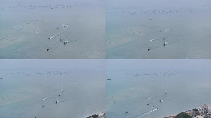 4K-Log-航拍海南陵水南海海面渔船