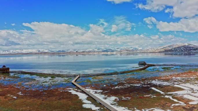 甘肃省甘南碌曲县尕海湖雪景航拍合集