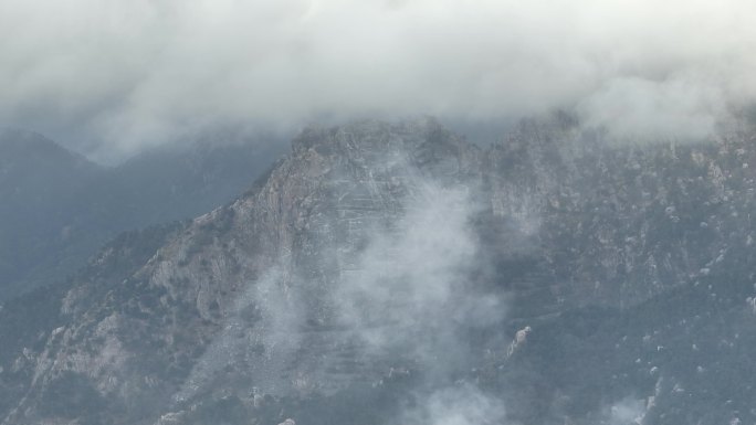 蒙山景区 平邑县寿星 穿云航拍蒙山素材