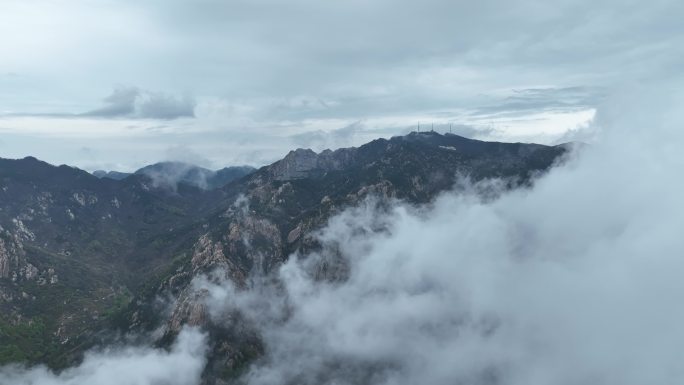 蒙山景区 平邑县寿星 穿云航拍蒙山素材