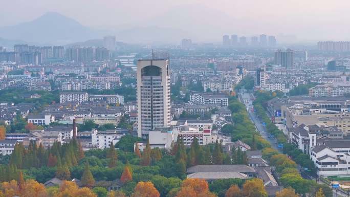 浙江绍兴越城区高楼大厦航拍摩天大楼城市风