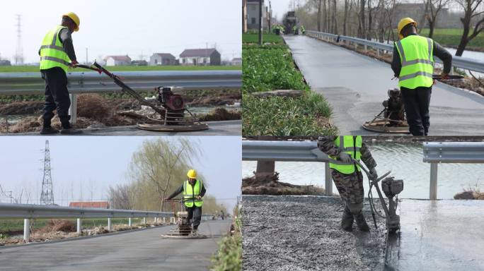 4K农村道路铺设水泥地施工