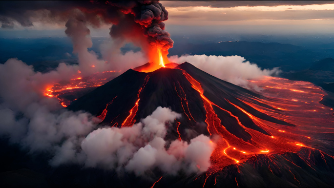 火山喷发岩浆涌动4K