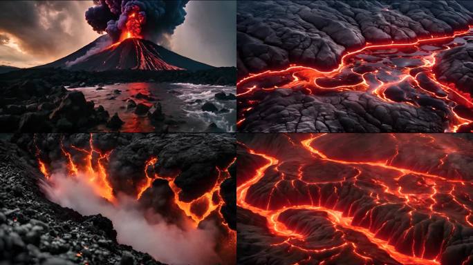 火山喷发岩浆涌动4K