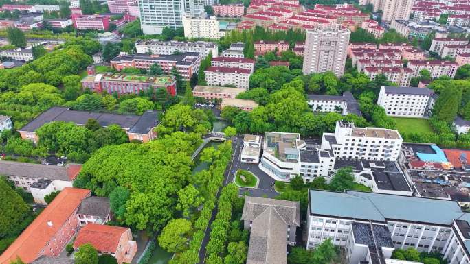 上海市华东理工大学徐汇校区航拍校园风景风