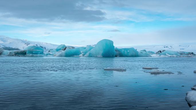 冰岛北极圈瓦特冰川国家公园蓝冰冰川延时