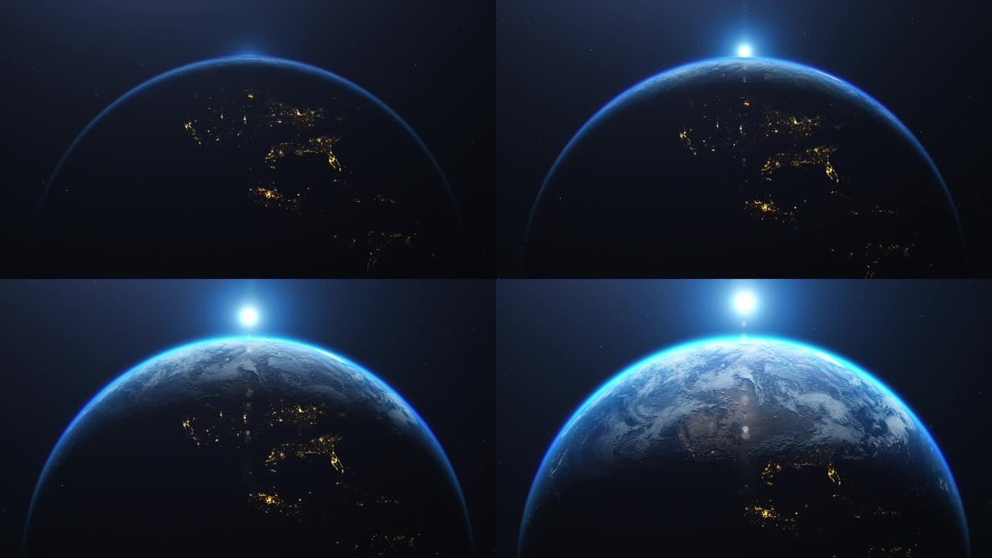 4K地球宇宙太空日出科技片头片尾