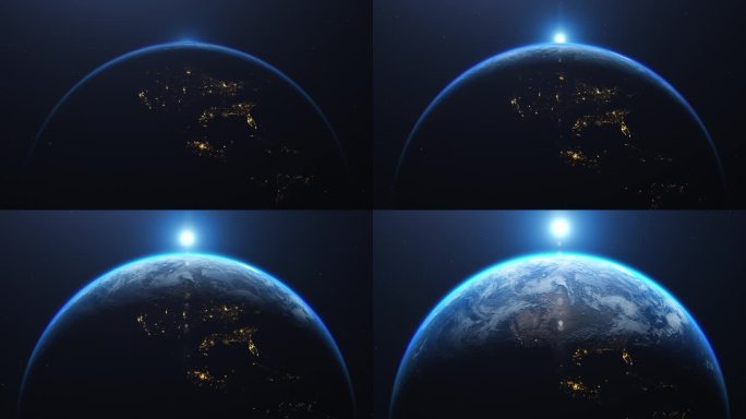 4K地球宇宙太空日出科技片头片尾