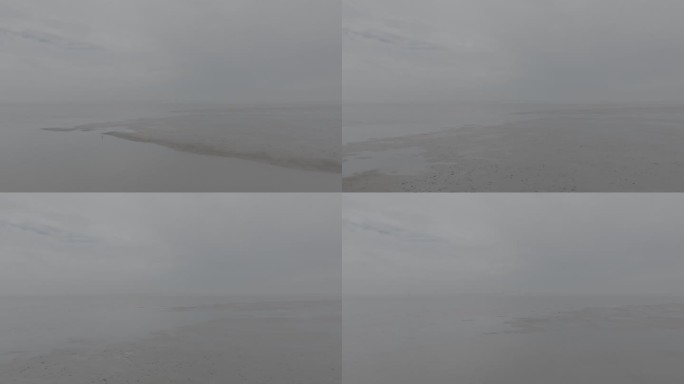 晨雾中的滩涂崇明岛大桥4K航拍log素材