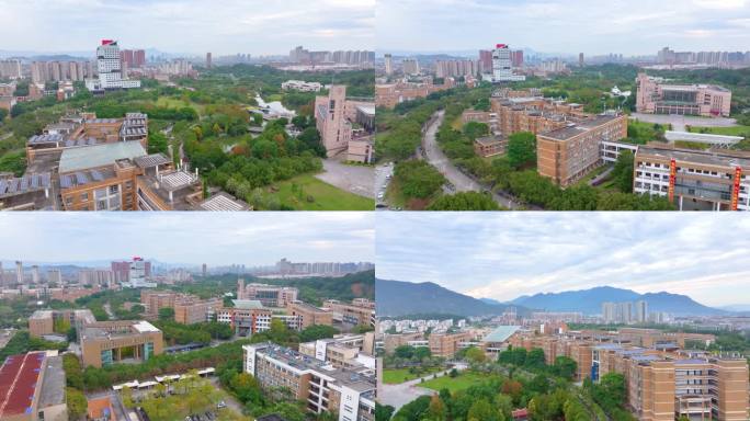 福州大学旗山校区航拍校园风景风光