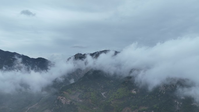 蒙山景区 平邑县寿星 穿云航拍蒙山素材