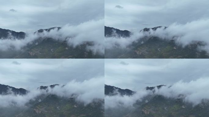 蒙山景区 平邑县寿星 穿云航拍蒙山素材