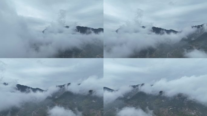 蒙山景区 平邑县寿星 穿云航拍蒙山素材