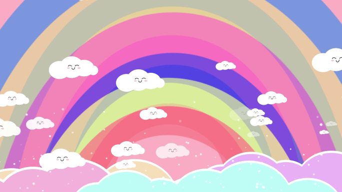 4K可爱粉色甜美彩虹云舞台背景-循环2