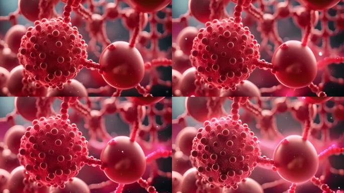 【4K素材】细胞病毒分裂 癌细胞分裂生长