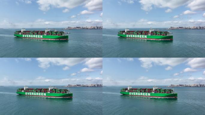 长荣海运400米集装箱货轮航行-7