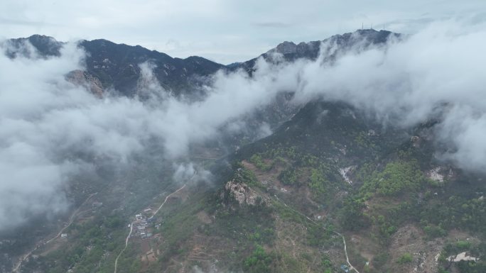 蒙山景区 平邑县寿星 穿云航拍蒙山素材