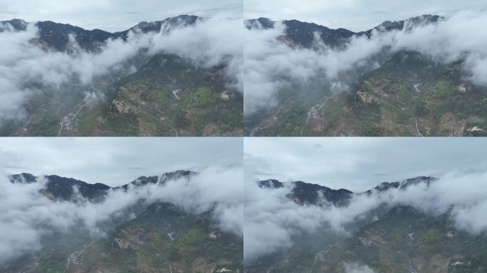 蒙山景区 平邑县寿星 穿云航拍蒙山素材