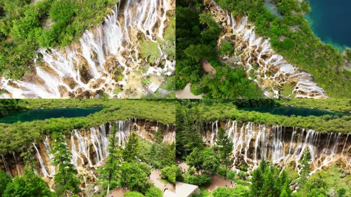 4K阿坝州九寨沟景区诺日朗瀑布夏季航拍