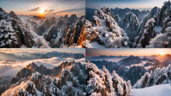 黄山松树 黄山风景   大雪 雪景