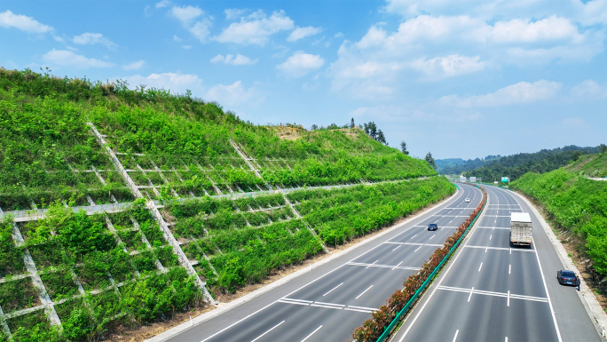 高速公路边坡绿化实拍