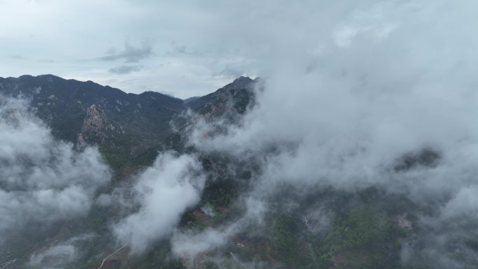 蒙山景区 平邑县寿星 穿云航拍蒙山素材