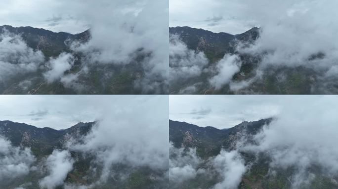 蒙山景区 平邑县寿星 穿云航拍蒙山素材