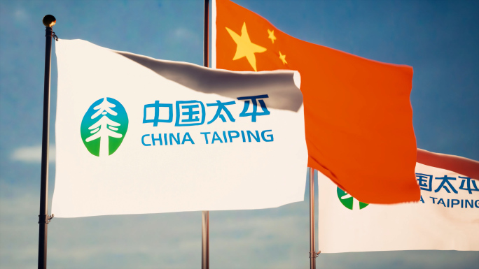 中国太平保险旗帜飘扬太平保险logo