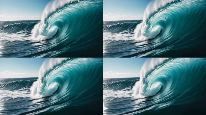 大浪波浪滔天汹涌大海海浪慢镜头