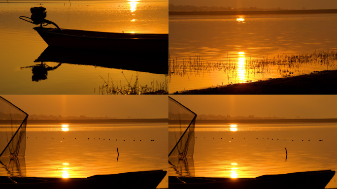 4K日出日落金色湖面唯美自然风光