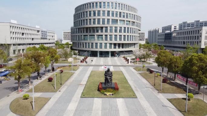 上海大学航拍 钱伟长图书馆 上海大学空镜