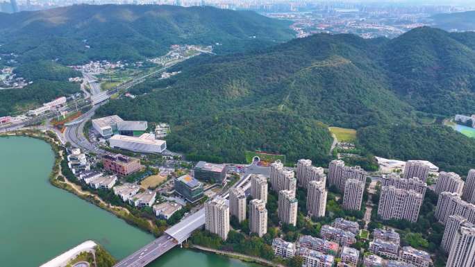 湖南长沙梅溪湖公园风景桃花岭风景区航拍城