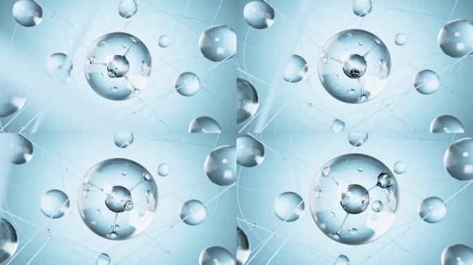 微观蓝色水分子细胞 美容化妆品广告护肤