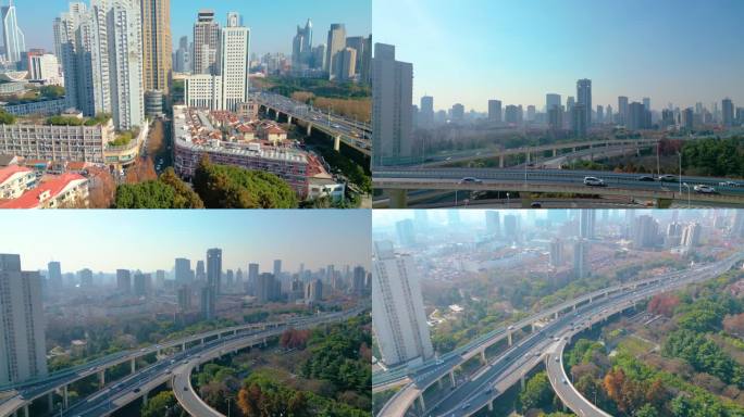 上海黄浦区延安东路立交桥车流城市风景视频